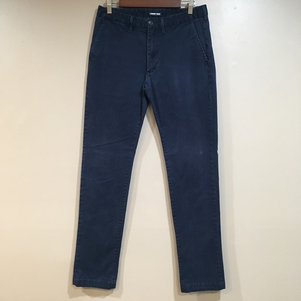 Lands End Slim Fit Chino Pant Mens 33x34 (Actual 32x32) Navy Classic Preppy Work